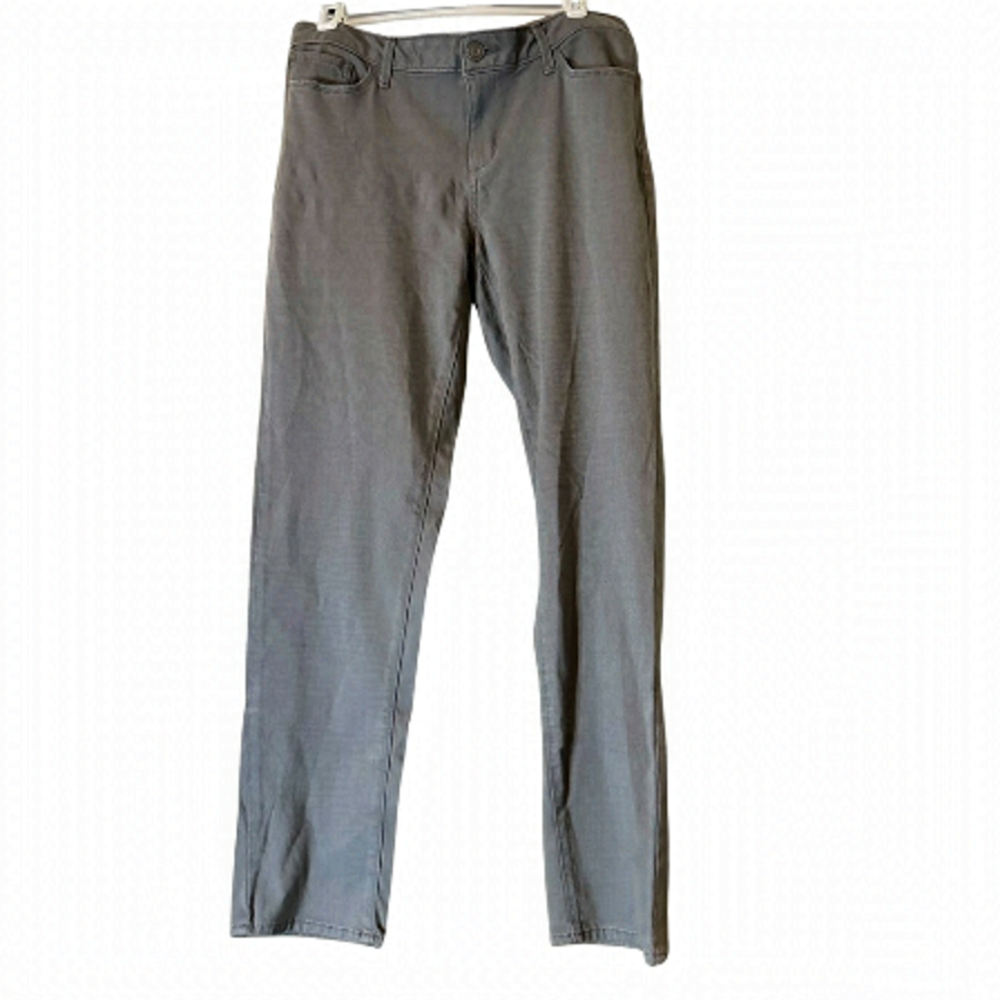Eddie Bauer Women’s Slim Straight Leg Slightly Curvy Gray Green Jeans Size 8